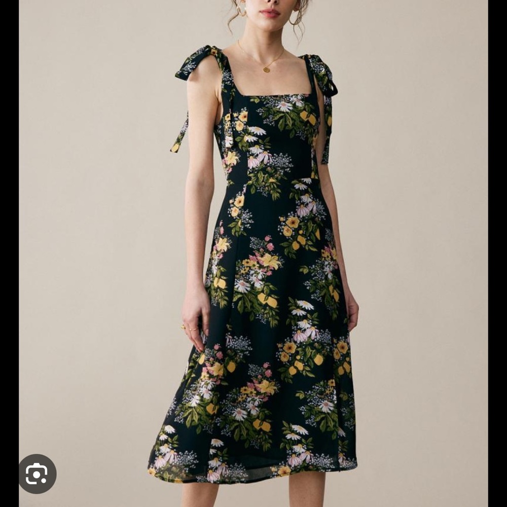 RIHOAS Black Tie Floral Dress Large.